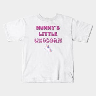 Mummy's Little Unicorn - rainbow and unicorn letters cute pink design Kids T-Shirt